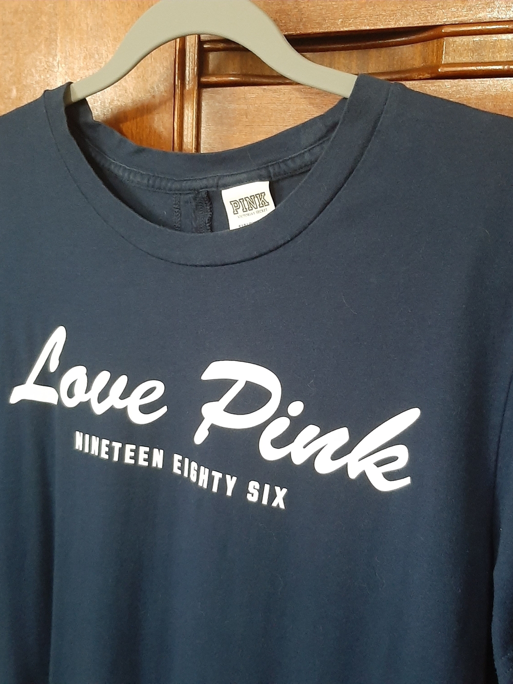 PINK Victoria's Secret Navy Tee with White "Love Pink" Script